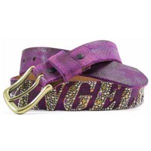 Rare Bill Lavin Leather Island Los Angeles Embellished Leather Belt Purple